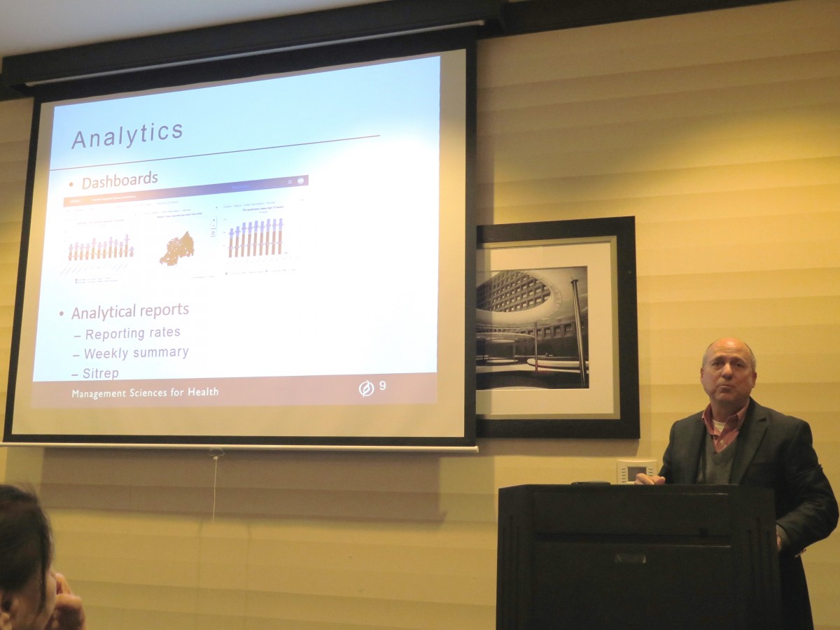 [Randy Wilson presents on data use and research at the Global Digital Health Forum.]{Photo Credit: Sherri Haas}