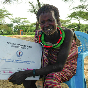 [Trabajador de salud comunitaria en el condado de Kapoeta South, Sudán del Sur. Crédito de la foto: MSH]