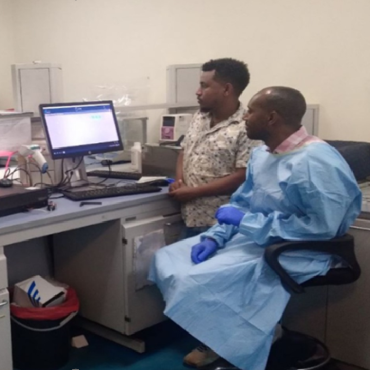 A healthcare worker in a conflict zone in Ethiopia accesses critical care information via a computer using a VPN to hide the facilities whereabouts