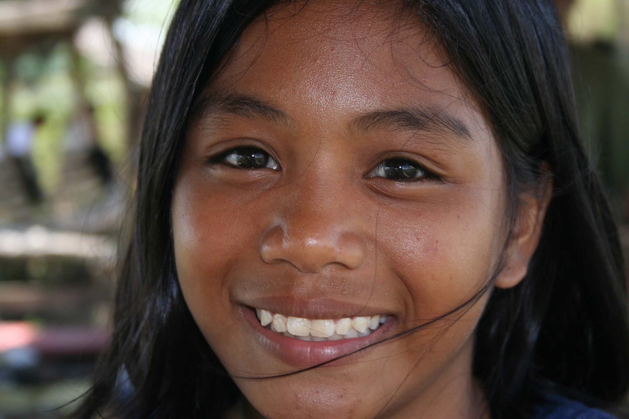 A girl looking at the camera
