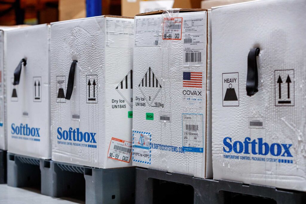 Boxes of vaccines in a warehouse, SAFEMed.