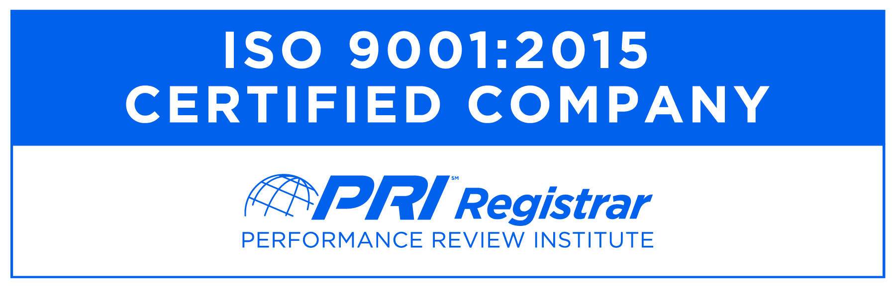 ISO 9001:2015 certified company badge