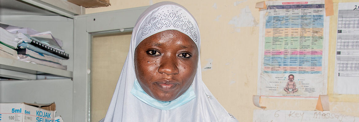 Close up of a community health worker in Nigeria