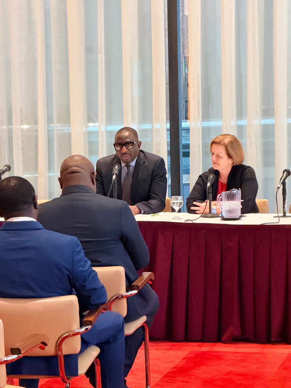 MSH President and CEO Marian W. Wentworth with Prof. Aliko Ahmed, Africa CDC Senior Advisor and Special Regional Representative of the Director General for West Africa, at the Africa CDC–MSH dialogue during UNGA.